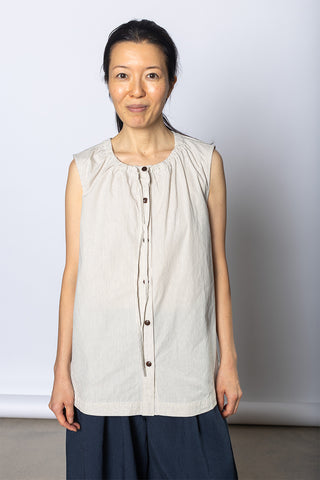Mini Stripe Cotton Top - Sunwashed Blue