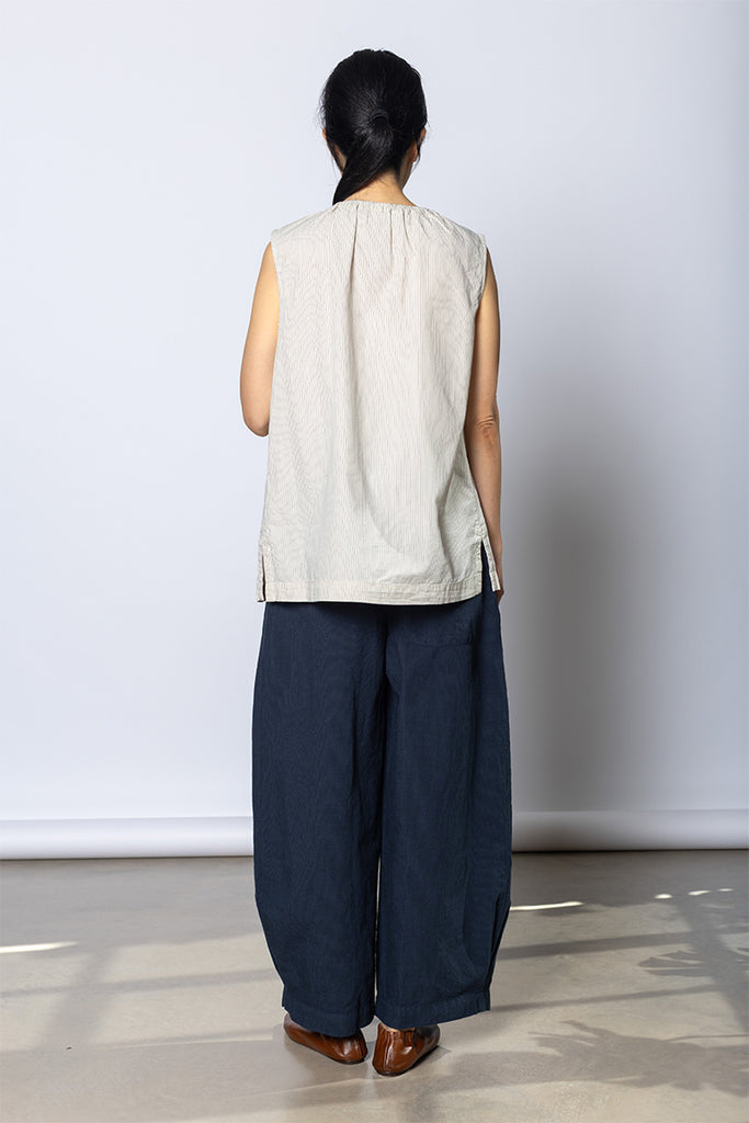 Mini Stripe Cotton Top - Sunwashed Blue