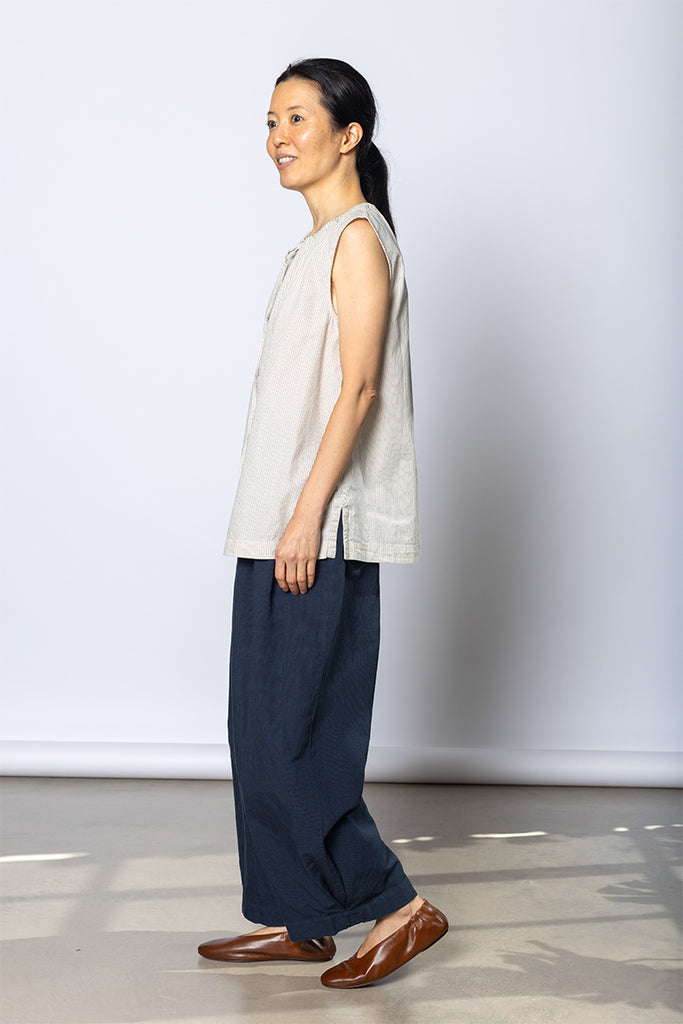 Mini Stripe Cotton Top - Sunwashed Blue