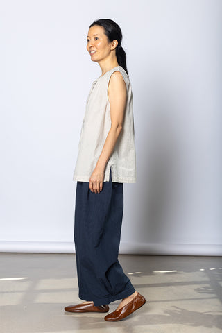 Mini Stripe Cotton Top - Sunwashed Blue