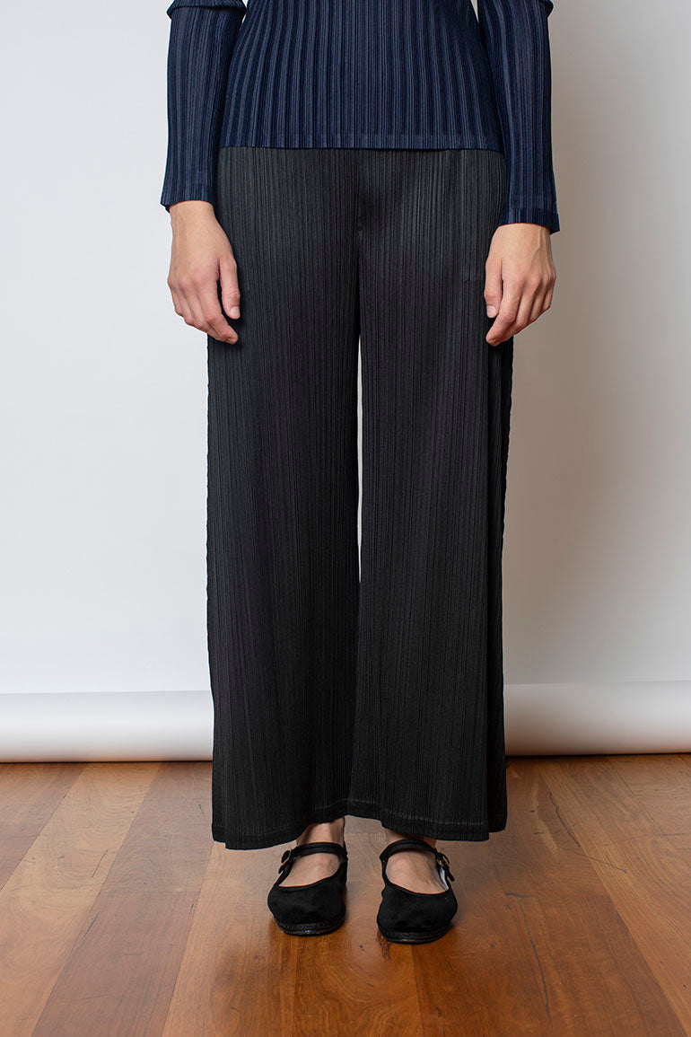 Pleats Please Monthly Colors Wide Leg Pants - Black at