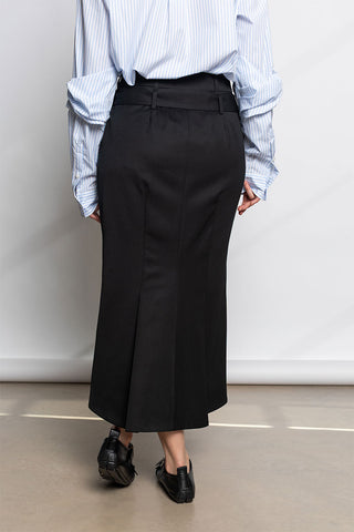 Multi Belt Loop Kick Back Skirt - Black
