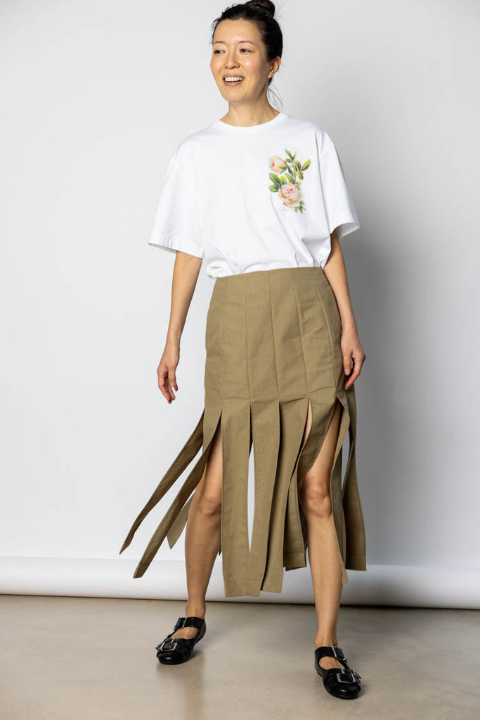 Multi Slit Skirt - Stone