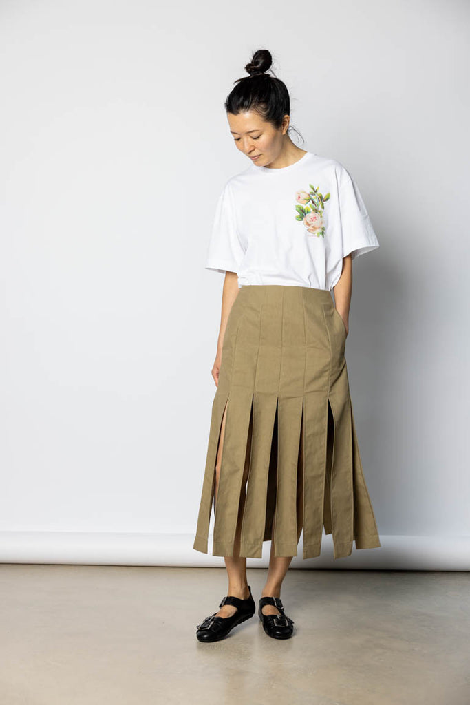Multi Slit Skirt - Stone