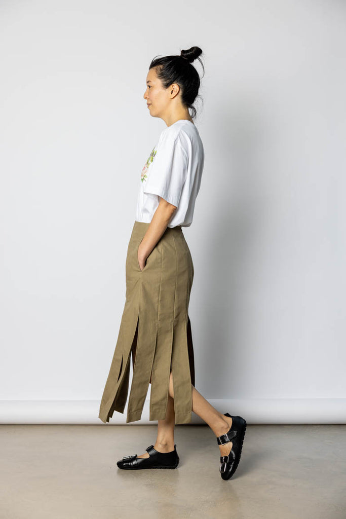 Multi Slit Skirt - Stone