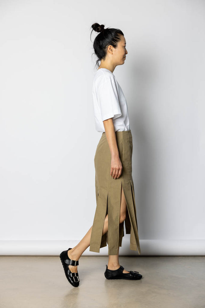 Multi Slit Skirt - Stone