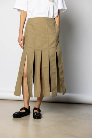 Multi Slit Skirt - Stone
