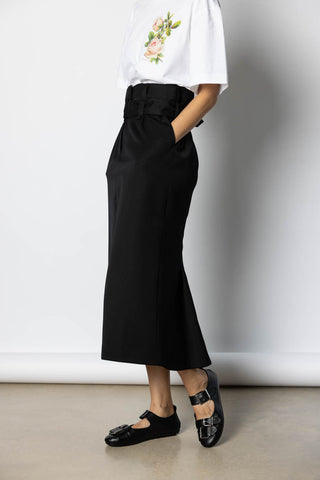 Multi Belt Loop Kick Back Skirt - Black
