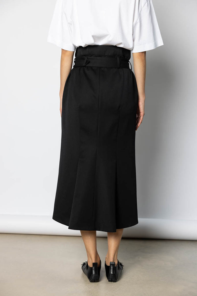 Multi Belt Loop Kick Back Skirt - Black