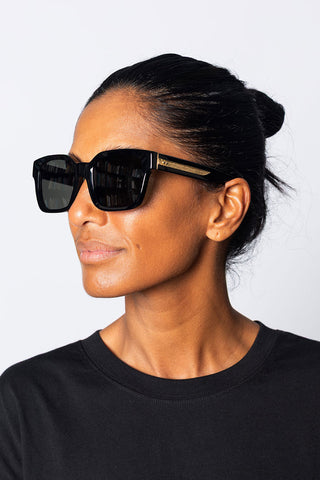 Nathan Sunglasses - Black/Yellow Gold/Grey