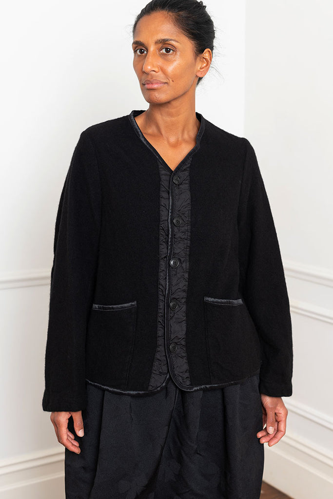 Nylon Trimmed Liner Jacket - Black