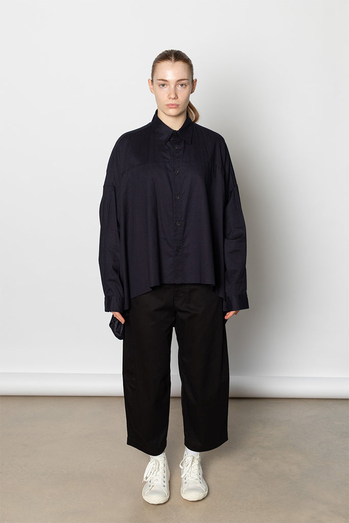 O Double Front Big Shirt - Navy