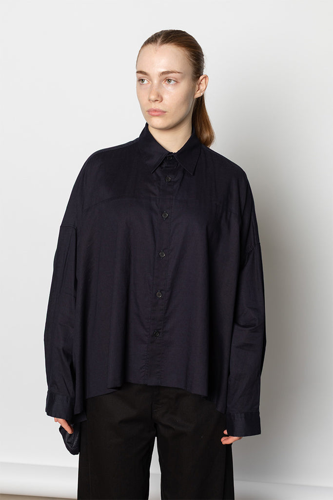 O Double Front Big Shirt - Navy