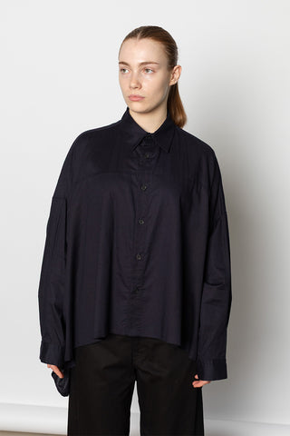 O Double Front Big Shirt - Navy