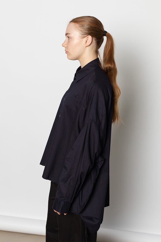 O Double Front Big Shirt - Navy