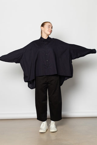 O Double Front Big Shirt - Navy