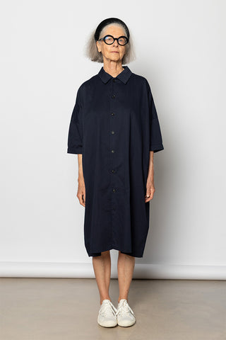 O Half Sleeve Dress - Navy