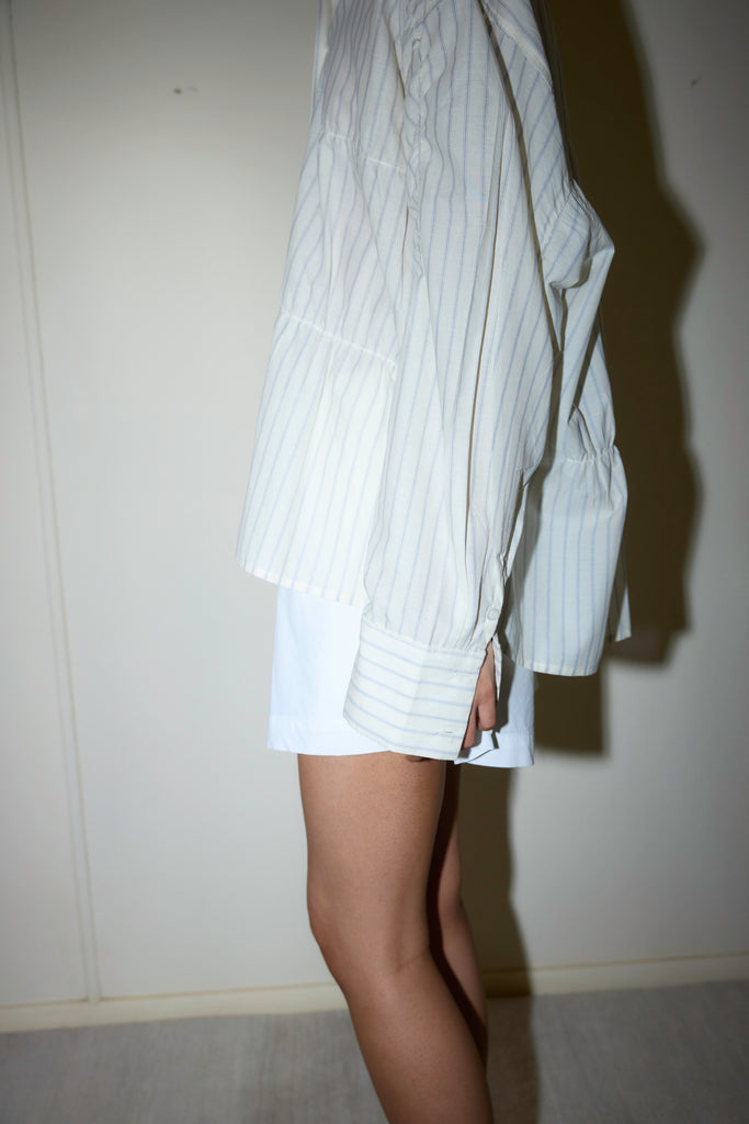 Oversized Gathered Shirt - Raquette Stripe