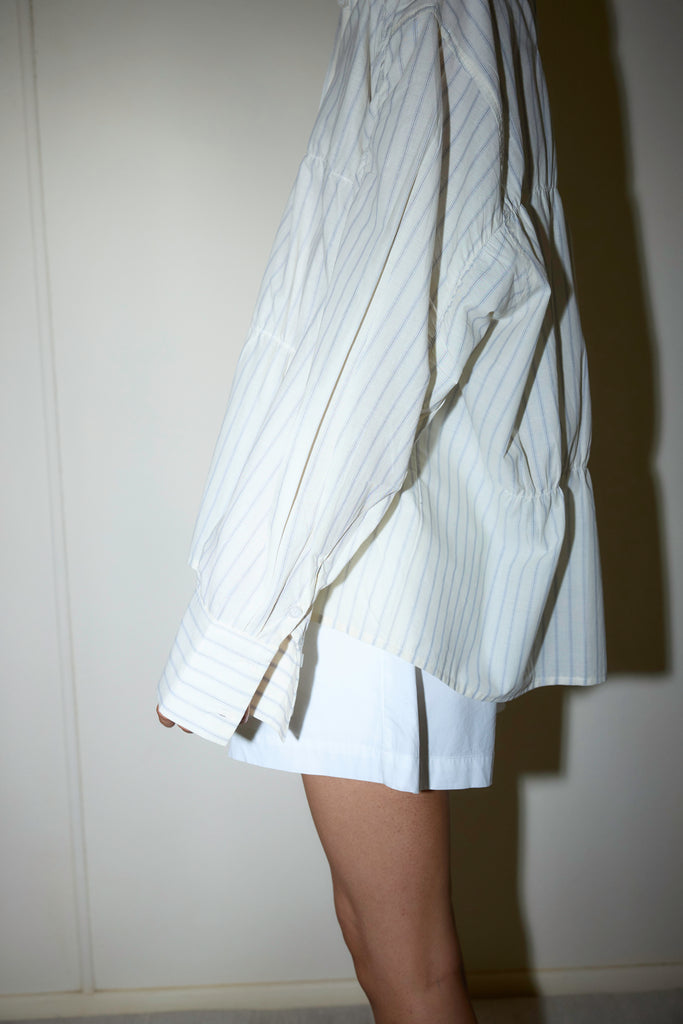 Oversized Gathered Shirt - Raquette Stripe