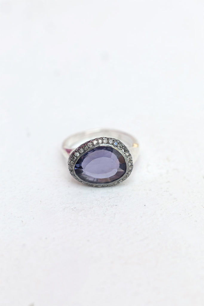 Olax Ring - Icy Grey Diamonds/Lolite