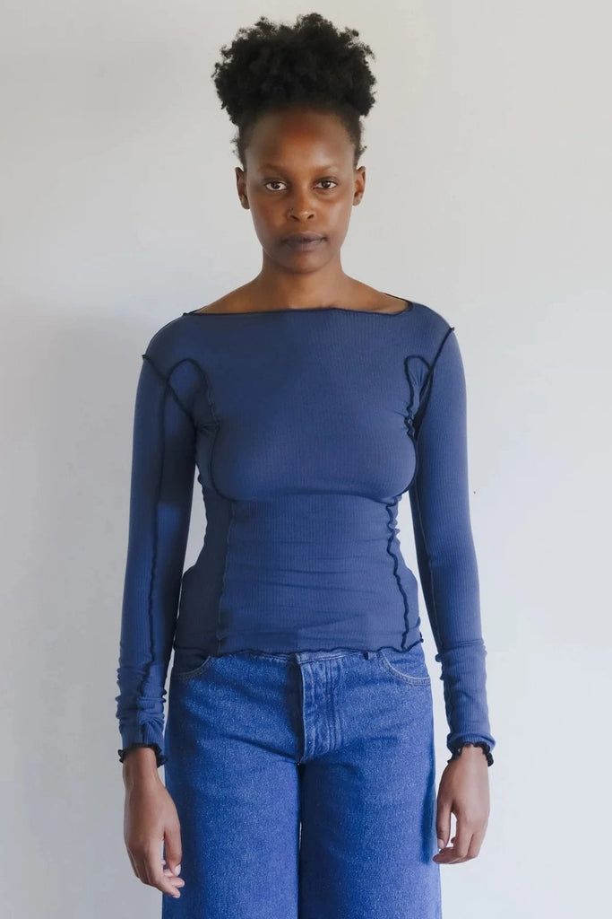 Omata Long Sleeve T-Shirt - Preston Blue