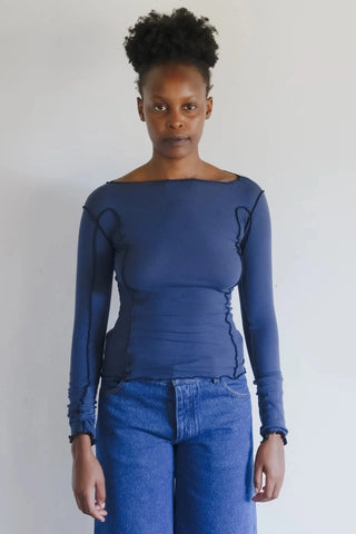 Omata Long Sleeve T-Shirt - Preston Blue