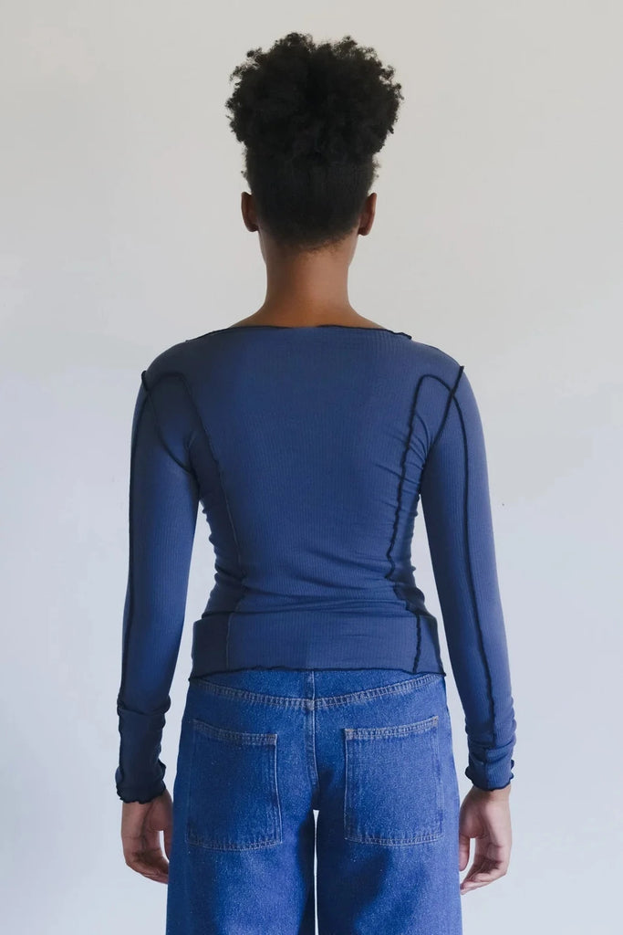 Omata Long Sleeve T-Shirt - Preston Blue