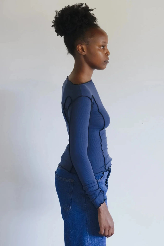 Omata Long Sleeve T-Shirt - Preston Blue