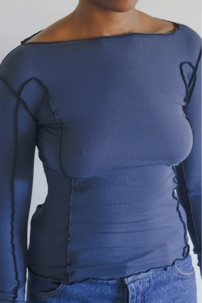 Omata Long Sleeve T-Shirt - Preston Blue