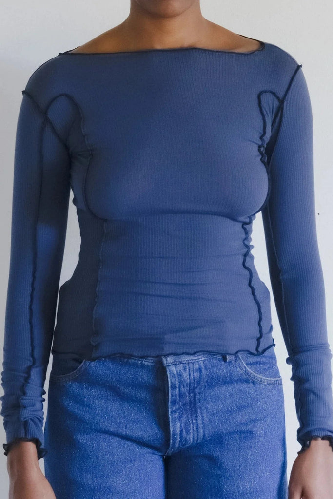 Omata Long Sleeve T-Shirt - Preston Blue