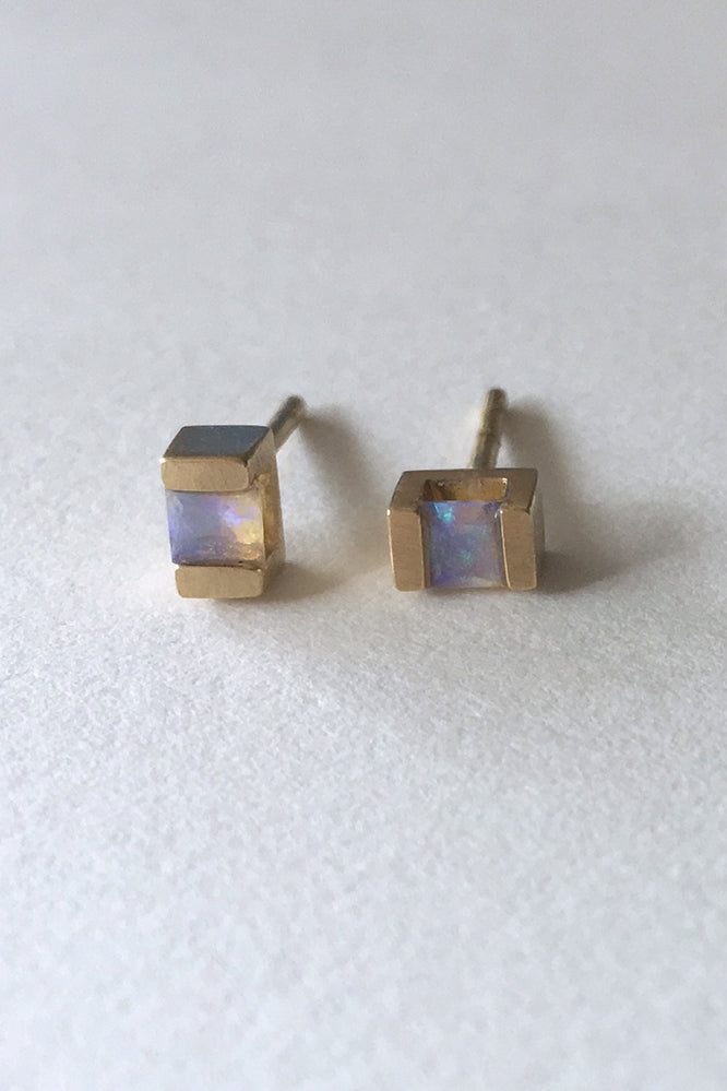 Floating Andamookan Faceted Opal Earrings - Gold