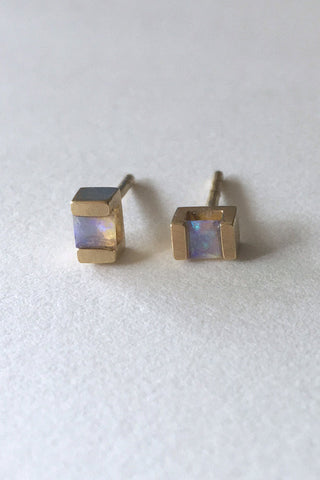 Floating Andamookan Faceted Opal Earrings - Gold