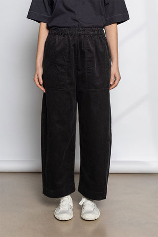 Organic Cord Barrel Leg Trousers - Charcoal