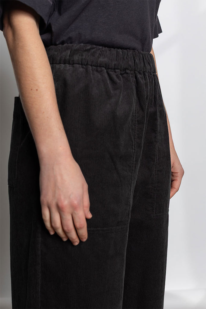 Organic Cord Barrel Leg Trousers - Charcoal