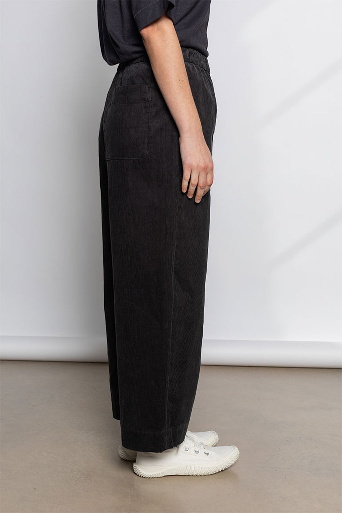 Organic Cord Barrel Leg Trousers - Charcoal