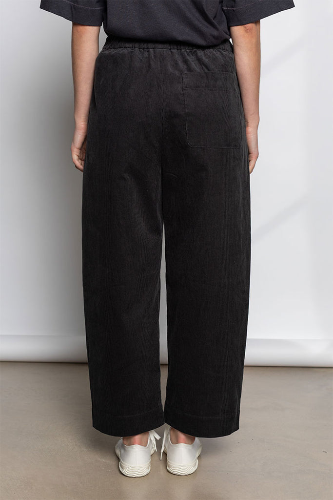 Organic Cord Barrel Leg Trousers - Charcoal