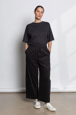 Organic Cord Barrel Leg Trousers - Charcoal