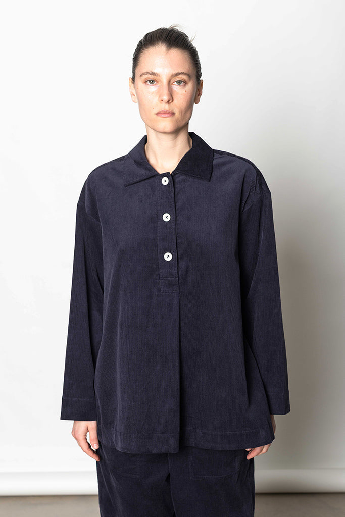 Organic Cord Smock Top - Midnight