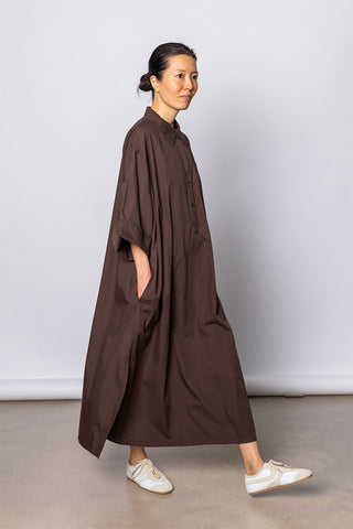 Organic Cotton Kaftan Shirt Dress - Cacao