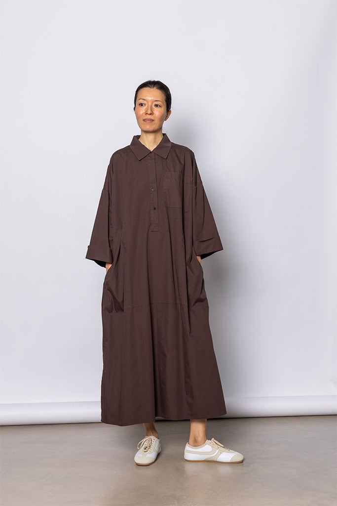 Organic Cotton Kaftan Shirt Dress - Cacao