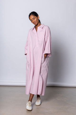 Organic Cotton Kaftan Shirt Dress - Dusty Pink