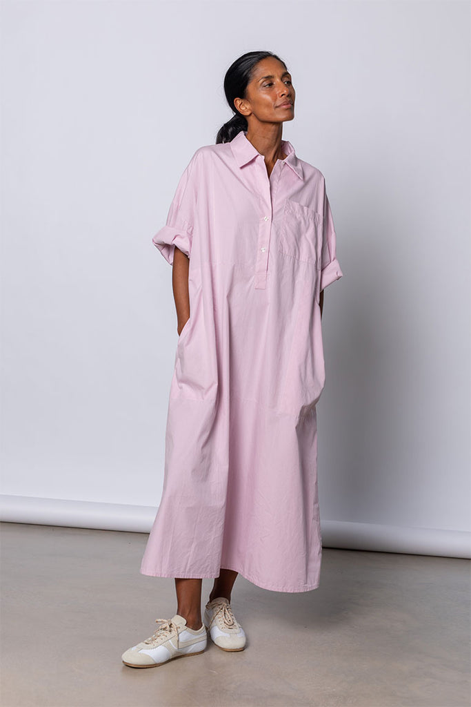 Organic Cotton Kaftan Shirt Dress - Dusty Pink