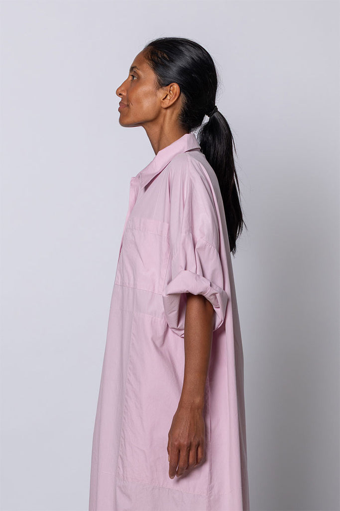 Organic Cotton Kaftan Shirt Dress - Dusty Pink