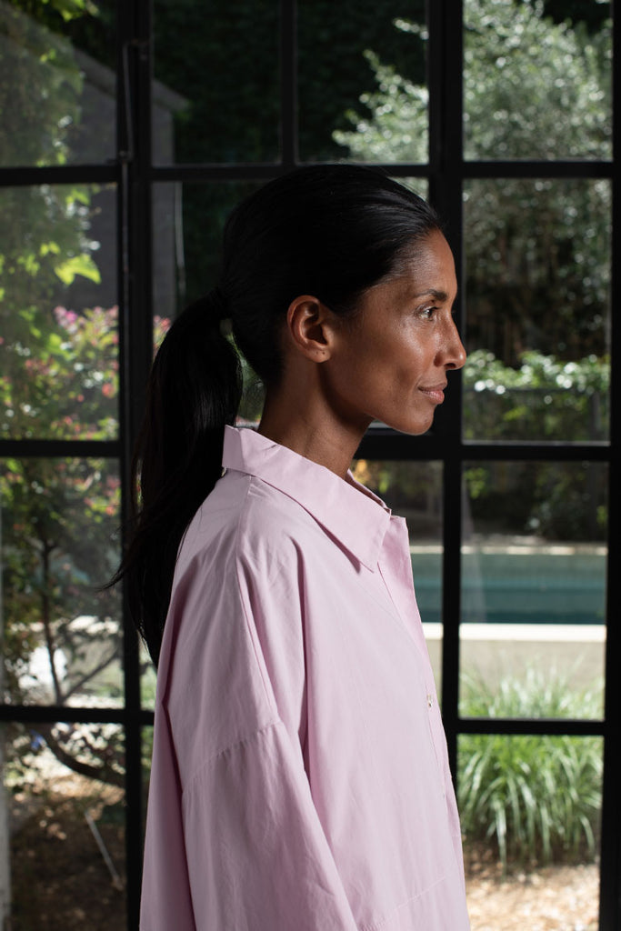 Organic Cotton Kaftan Shirt Dress - Dusty Pink