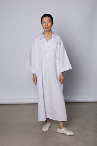 Organic Cotton Kaftan Shirt Dress - Palest Lilac