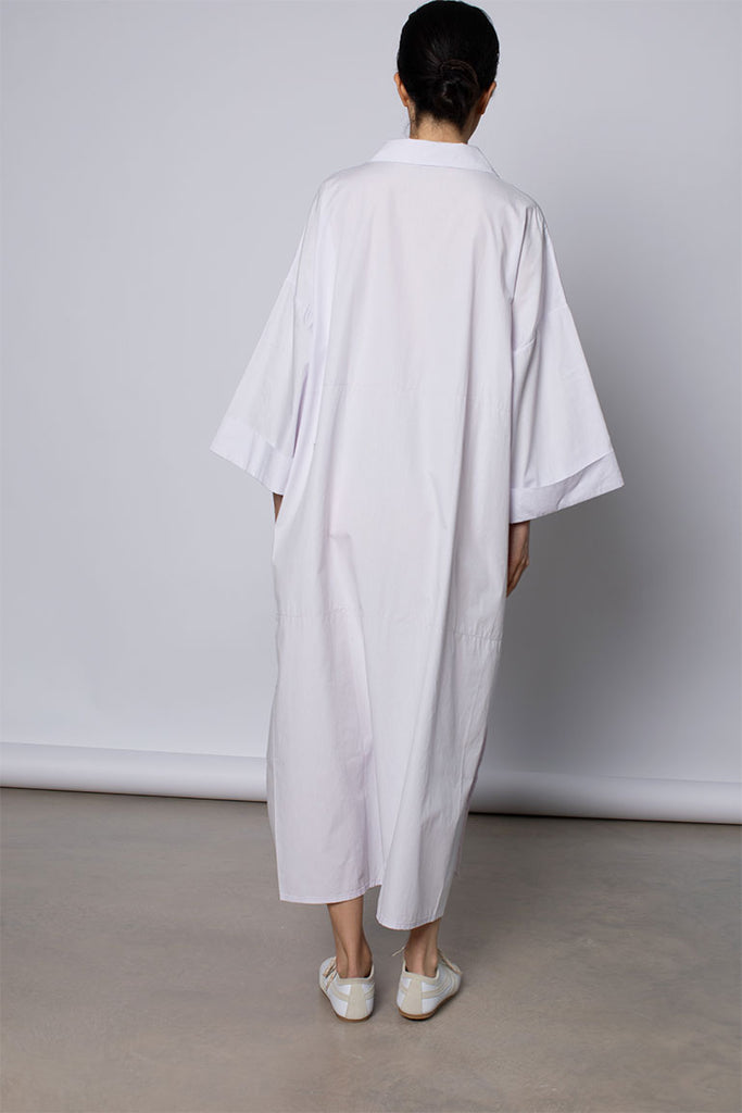Organic Cotton Kaftan Shirt Dress - Palest Lilac