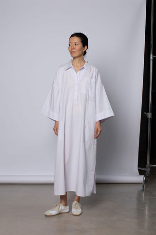 Organic Cotton Kaftan Shirt Dress - Palest Lilac