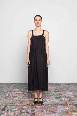 Organic Silk French Slip Dress - Black