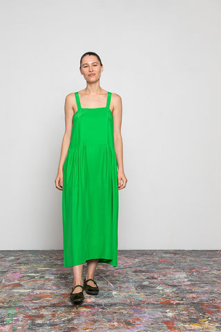 Organic Silk French Slip Dress - Green