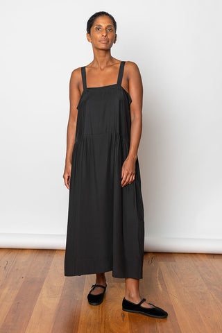 Organic Silk French Slip Dress - Black